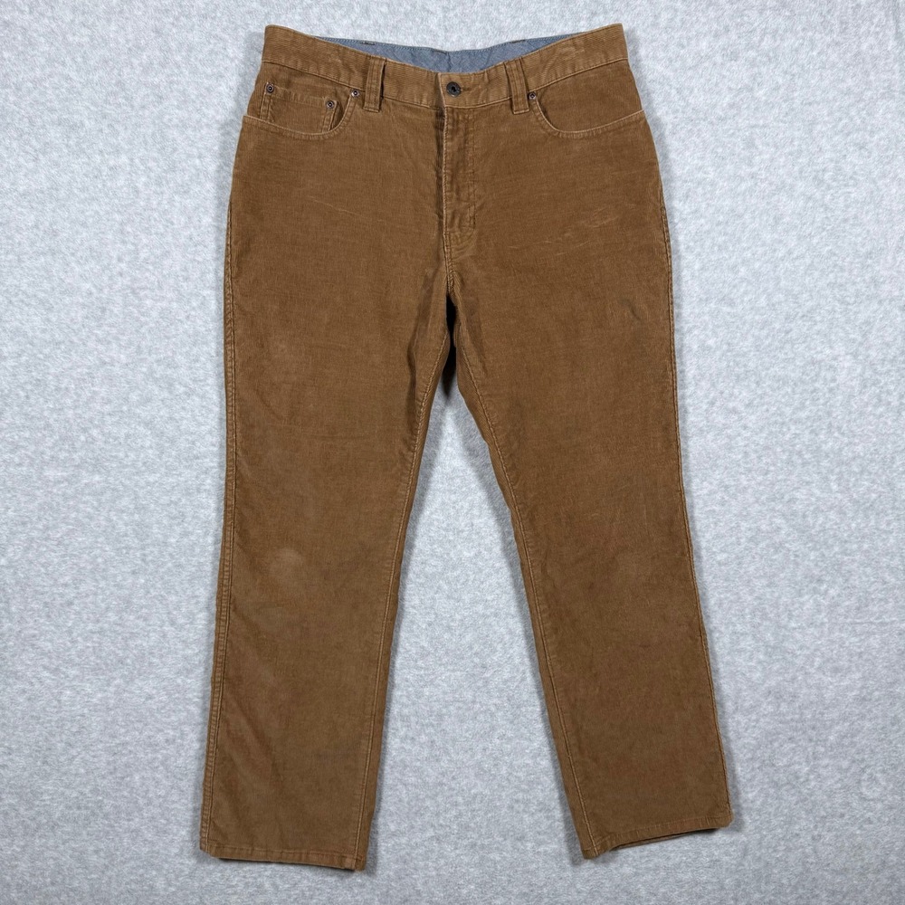 LL Bean Corduroy Pants Mens Standard Fit Brown Stretch Cotton 34x29 (Fits 33x26)